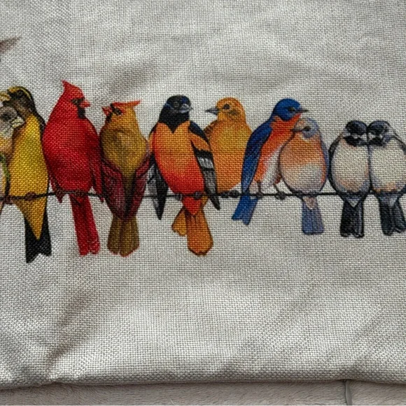 Cushion Cover For a Small Pillow With Colorful Bird Print - Picture 4 of 7